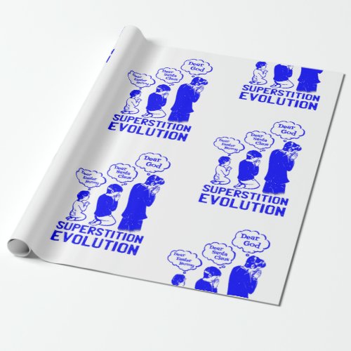 superstition evolution funny wrapping paper