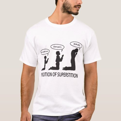 Superstition Evolution Mens Funny Atheist T_Shirts