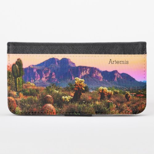 Superstition Mountain Arizona Desert Scenery Cacti iPhone X Wallet Case