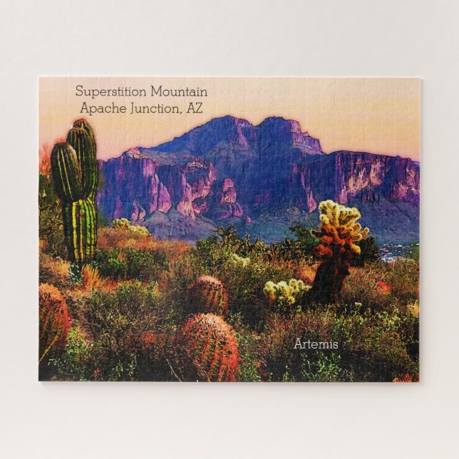 Superstition Mountain Arizona Desert Scenery Cacti Jigsaw Puzzle (Horizontal)