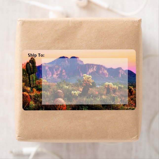 Superstition Mountain Arizona Desert Scenery Label (Insitu)