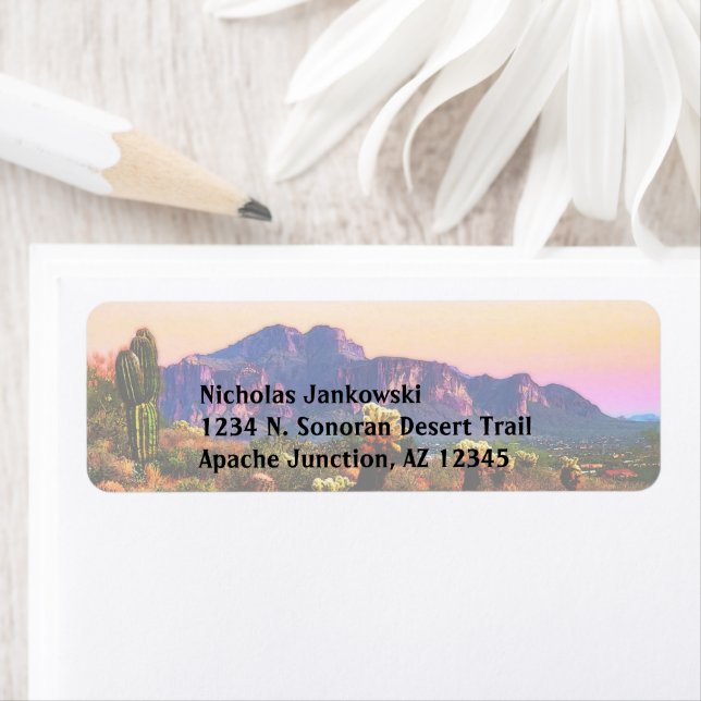 Superstition Mountain Arizona Desert Scenery Label (Insitu)