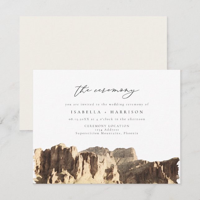 SUPERSTITION MOUNTAIN Desert Wedding Ceremony Invi Invitation (Front/Back)
