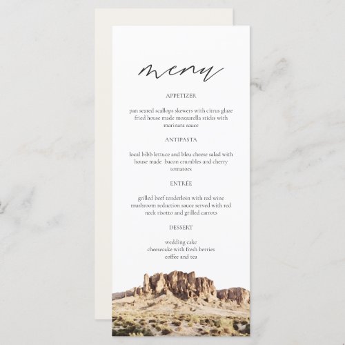 SUPERSTITION MOUNTAIN Watercolor Wedding Menu Card