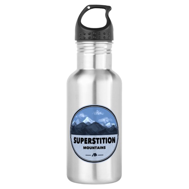 Superstition Mountains Arizona Camping Stainless Steel Water Bottle (Front)