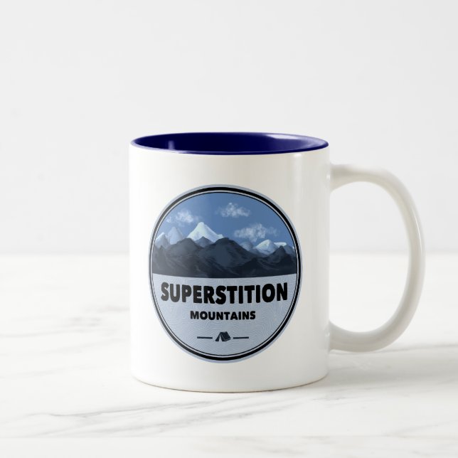 Superstition Mountains Arizona Camping Two-Tone Coffee Mug (Right)