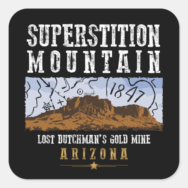 SUPERSTITION MOUNTAINS ARIZONA SQUARE STICKER (Front)