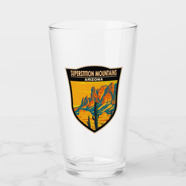 Superstition Mountains Arizona Vintage Glass (Front)