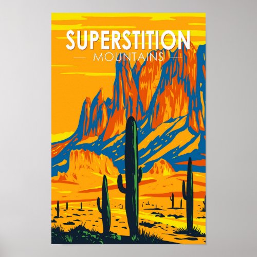 Superstition Mountains Arizona Vintage Poster