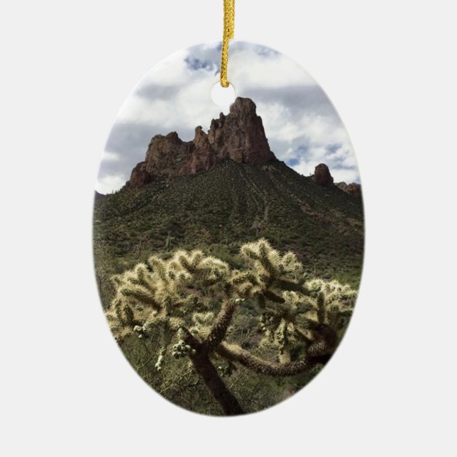 Superstition Mountains Ceramic Ornament (Front)