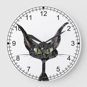 Superstitious Black Cat Large Clock