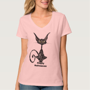 Superstitious Black Cat Purrfect on Pink T-Shirt