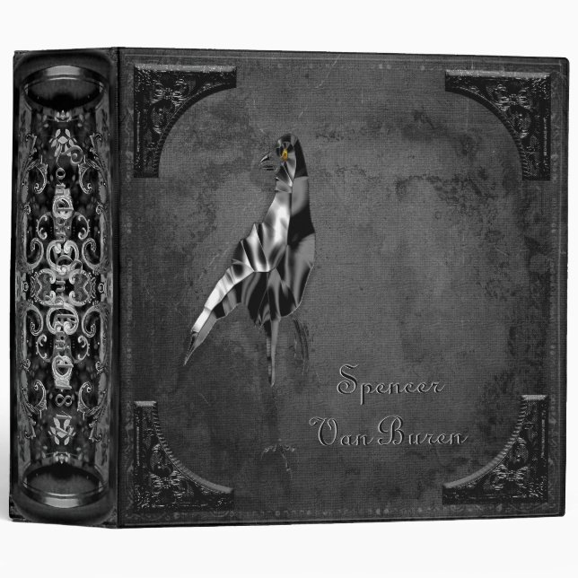 Superstitious Gothic Black Crow 3 Ring Binder (Front/Spine)