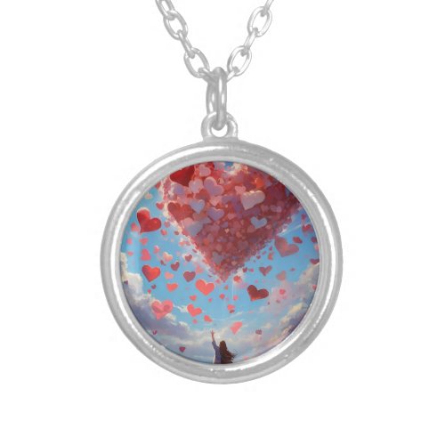 Supersweet hearts in the sky silver plated necklace