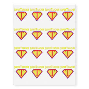 Superteacher Superhero Funny Teacher Gift Temporary Tattoos