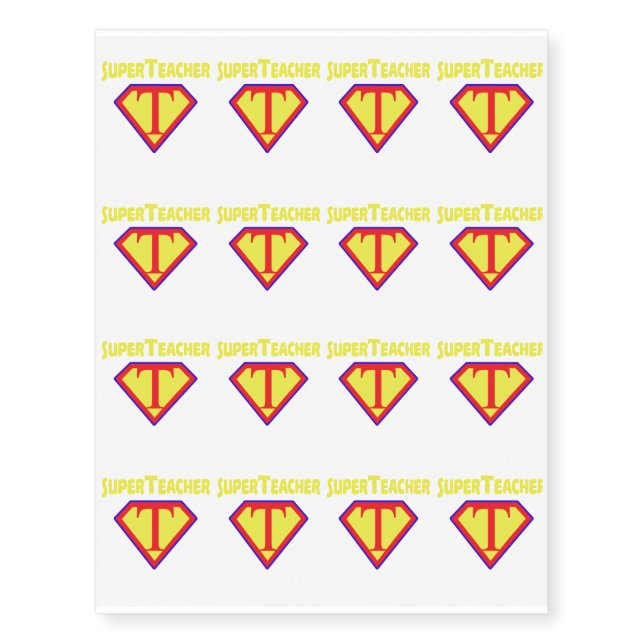 Superteacher Superhero Funny Teacher Gift Temporary Tattoos (Front)