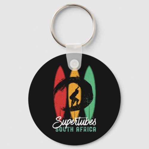 Supertubes South Africa Beach Retro Surfing Keychain