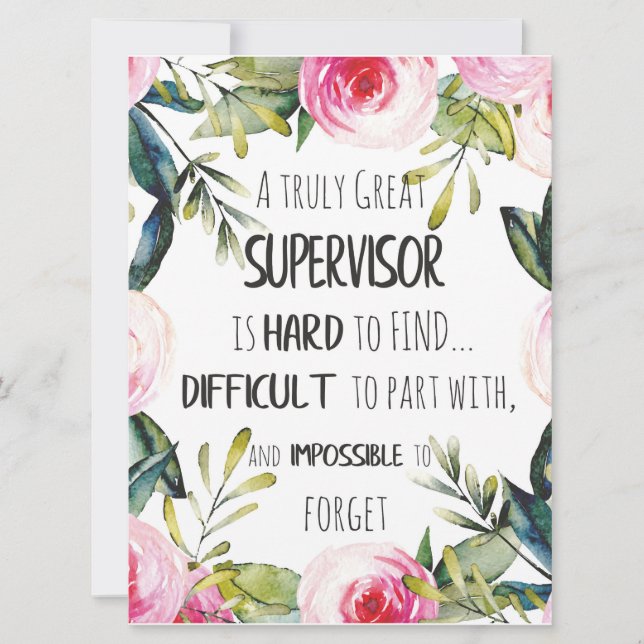 Supervisor Appreciation Thank you Quote Boss Card (Front)