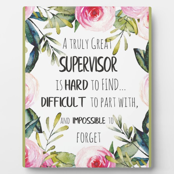 Supervisor Appreciation Thank you Quote Boss Plaque | Zazzle.com