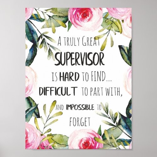 Supervisor Appreciation Thank you Quote Boss Poster
