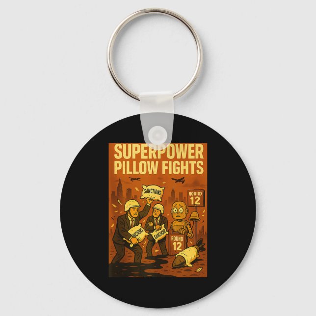 Superwer Llow Fights Funny Geolitical Satire Gift  Keychain (Front)