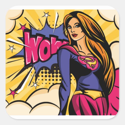 Superwoman Brown hair  Square Sticker