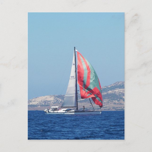 Superyacht With Spinnaker Postcard (Front)