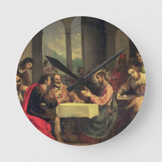 Supper at Emmaus, c.1600-05 (oil on panel) Round Clock (Front)