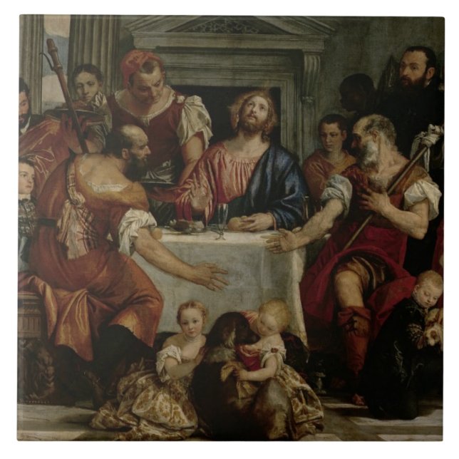 Supper at Emmaus (oil on canvas) Ceramic Tile (Front)