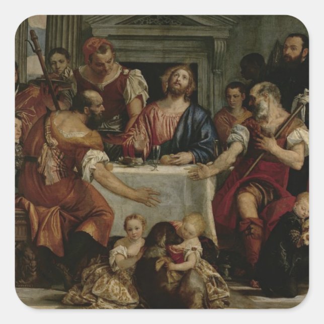 Supper at Emmaus (oil on canvas) Square Sticker (Front)