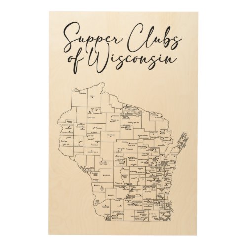Supper Clubs of Wisconsin Wooden Poster