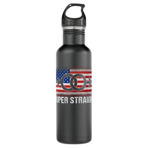 Supper Straight American Flag Stainless Steel Water Bottle