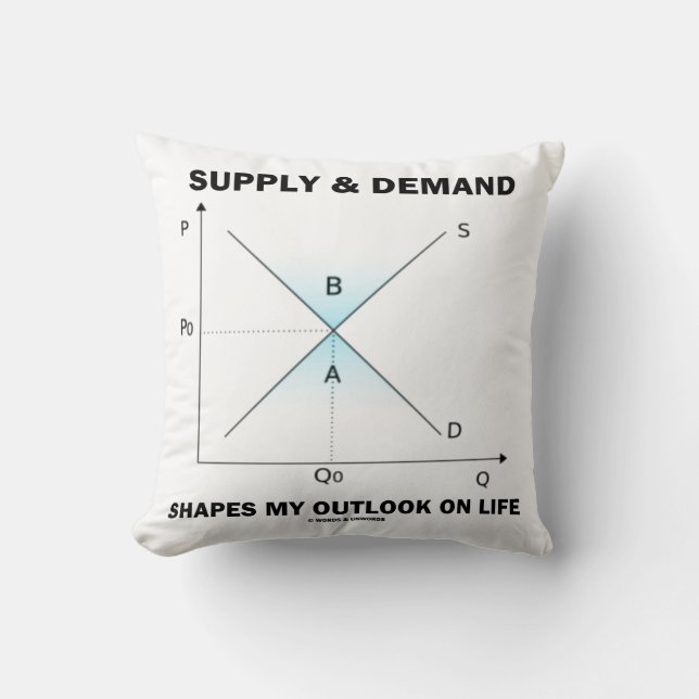 Supply Demand Shapes My Outlook On Life Econ Humor Throw Pillow (Front)