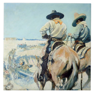 Supply Wagon Western Art by NC Wyeth Ceramic Tile