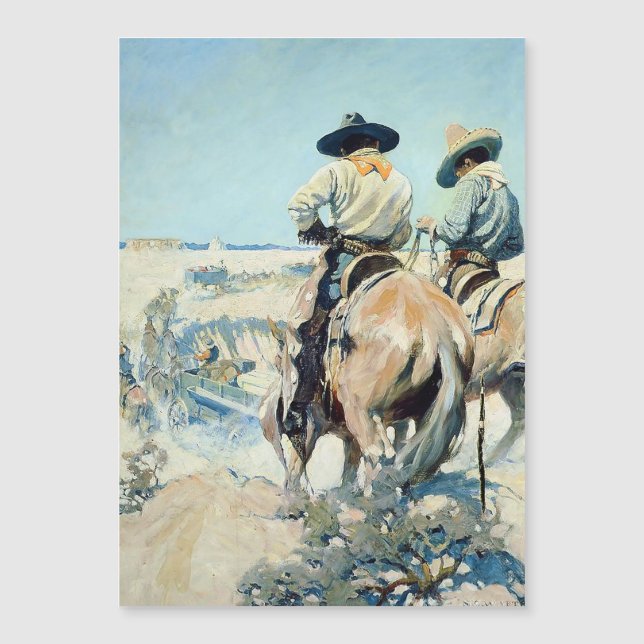 Supply Wagon Western Art by NC Wyeth Magnetic Invitation (Front)