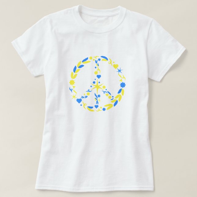 Suppor Ukraine T-Shirt Ukrainian Flag Peace Symbol (Design Front)