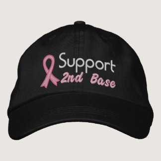 Support 2nd Base - Breast Cancer Embroidered Baseball Cap