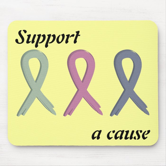 Support a cause Three Ribbons Breast Cancer Awaren Mouse Pads