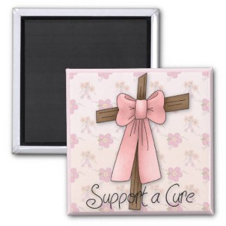 Support a Cure - Breast Cancer Awareness Cross Refrigerator Magnets