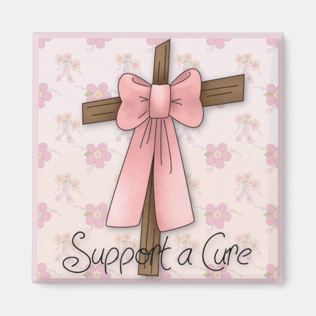 Support a Cure - Breast Cancer Awareness Cross Magnet (Front)