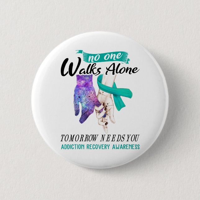 Support Addiction Recovery Awareness Ribbon Gifts Button (Front)