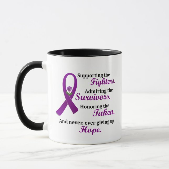 Support Admire Honor 2 Pancreatic Cancer Alzheimer Mug (Left)