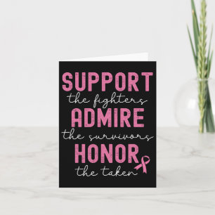 Support Admire Honor Breast Cancer Awareness  Card