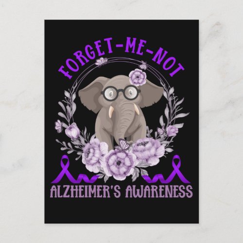 Support Alzheimers Awareness Cute Elephant Postcard