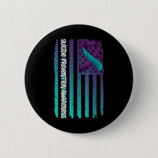 Support American Flag Ribbon Suicide Awareness For Button