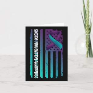 Support American Flag Ribbon Suicide Awareness For Card