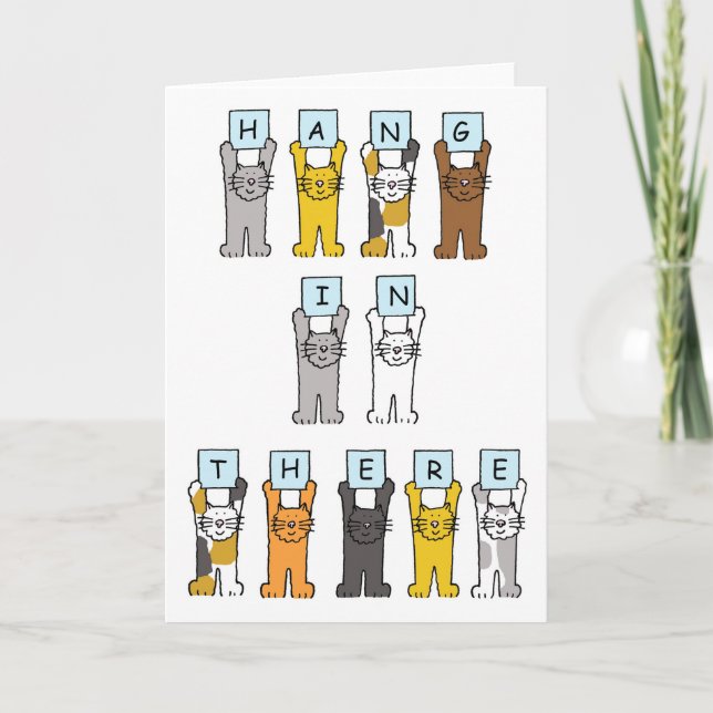 Support and Encouragement Cartoon Cats Card (Front)