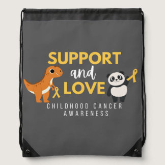 support and love childhood cancer drawstring bag