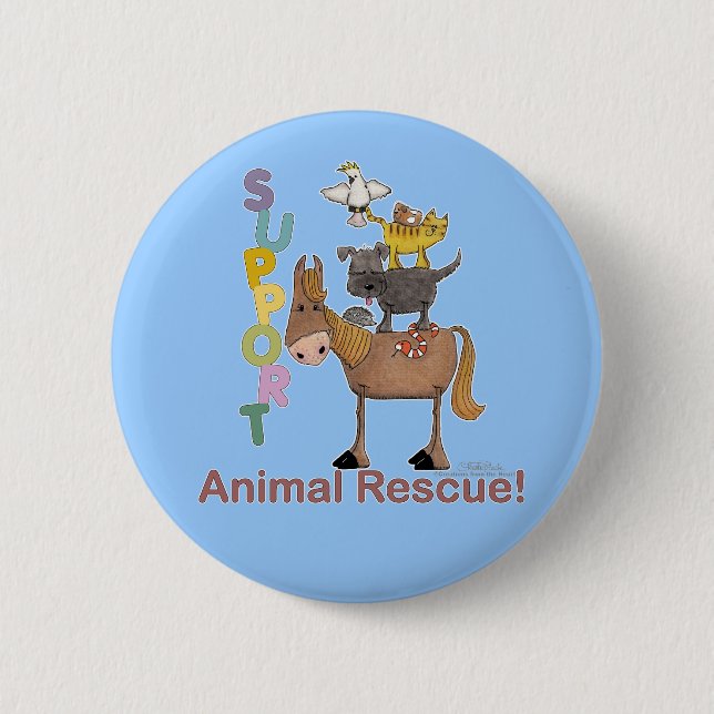 Support Animal Rescue Pinback Button (Front)