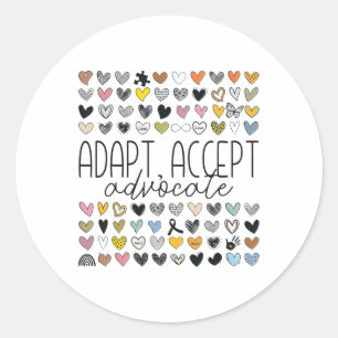 Support Autism Awareness Adapt Accept Advocate Classic Round Sticker